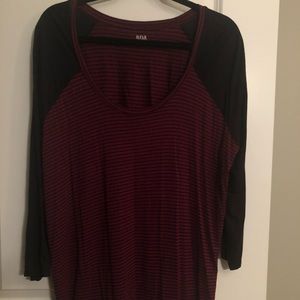 a.n.a. Long sleeved striped tee scoop neck XXL